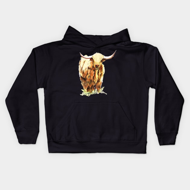 Highland Cow Kids Hoodie by angipangi7